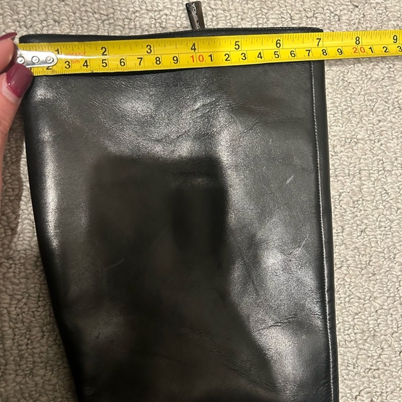 Via Spiga Black Leather Knee-High Heeled Boots - Picture 3 of 5